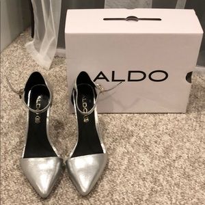 Silver Aldo heels size 7